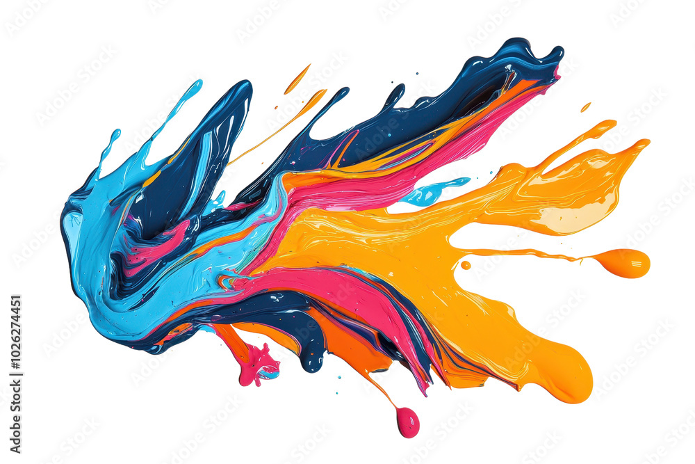 Poster vibrant splash of colorful paint blending dynamically, creating a lively and artistic explosion of h