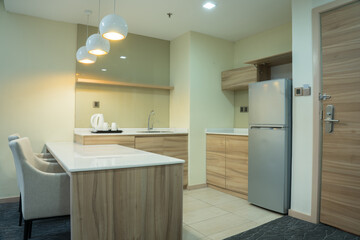 Modern living room with white color of condominium