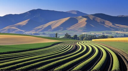 A freshly plowed field in autumn, captured in close-up, showing the texture and rich color of the soil with neatly formed rows of furrows.