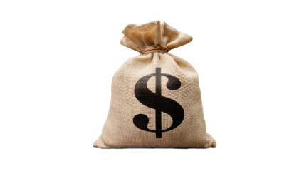  Money bag with  on it isolate  on transparent background