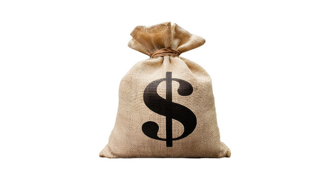  Money bag with  on it isolate  on transparent background