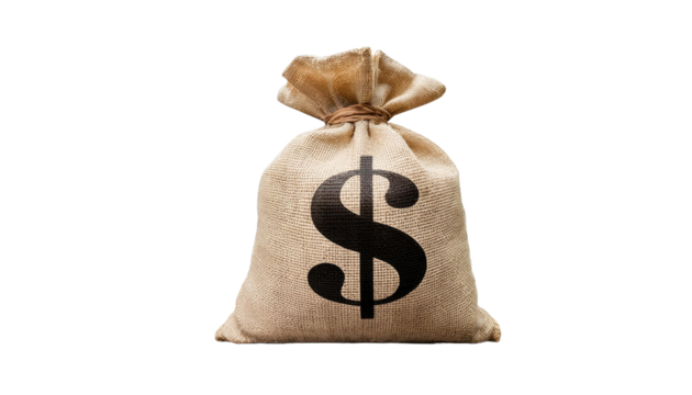  Money bag with  on it isolate  on transparent background - Powered by Adobe