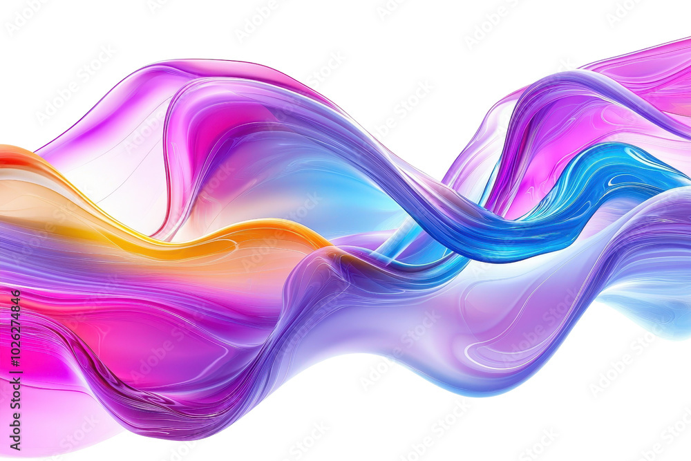 Poster vibrant colorful abstract wave design, featuring smooth fluid curves in vivid hues, perfect for arti