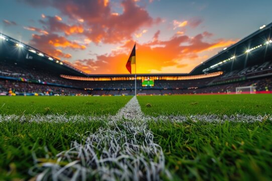 Soccer Fu??ball mit Deutscher Flagge im Stadion