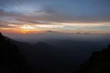 landscape view from mountain with cloudy sky