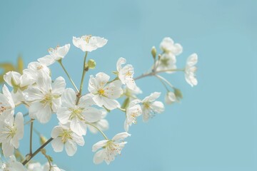 Obraz premium spring flowers on blue background