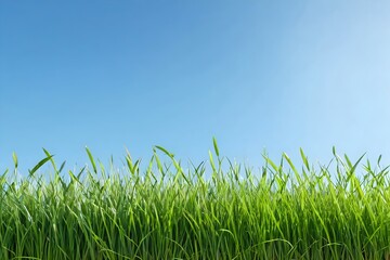 Lush green grass under a blue sky