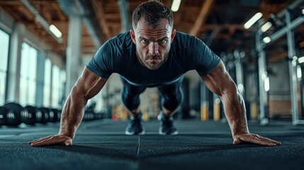 Fototapeta premium Conceptual image of a fitness coach demonstrating control in a workout session, emphasizing discipline and motivation