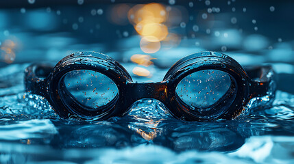 Diving into refreshing water, these swimming goggles capture essence of aquatic adventure, showcasing droplets glistening in light. Perfect for any water enthusiast!