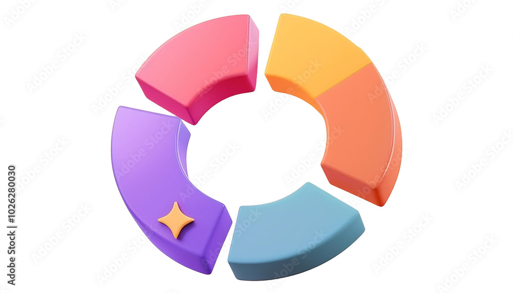 Poster round chart 3d icon cartoon style floating on transparent background