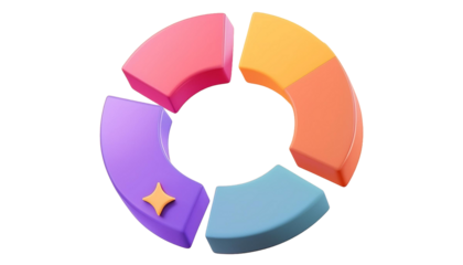  Round chart 3d icon cartoon style floating on transparent background