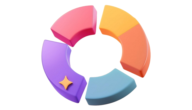  Round chart 3d icon cartoon style floating on transparent background