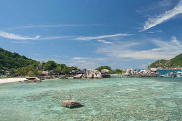 beautiful white beach under clear sky at Tropicana