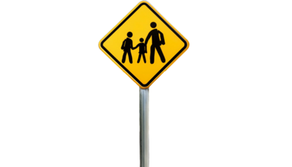 School Crossing Sign on transparent background