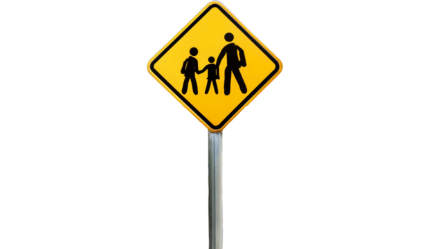 School Crossing Sign on transparent background