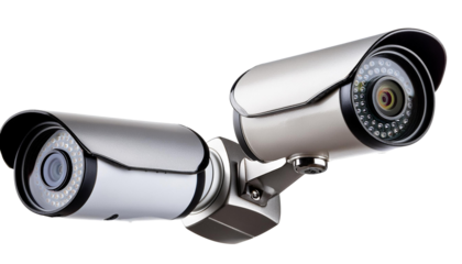 Security CCTV cameras isolated on transparent background