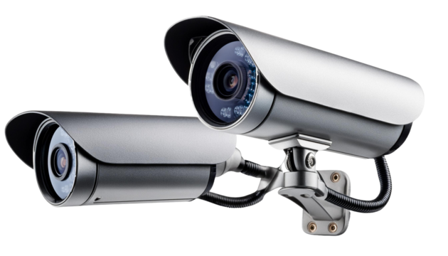 Security CCTV cameras isolated on transparent background