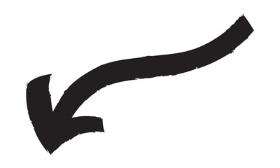 Hand drawn vector arrow isolated on white background. brush stroke pointer line, direction graphic design element in sketch style.  bold pointer icon in grunge texture. vector illustration. EPS 10/AI