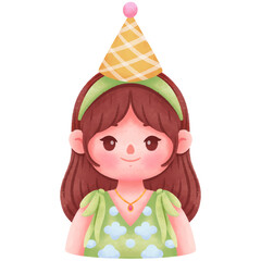 Cheerful Girl Birthday Avatar Watercolor