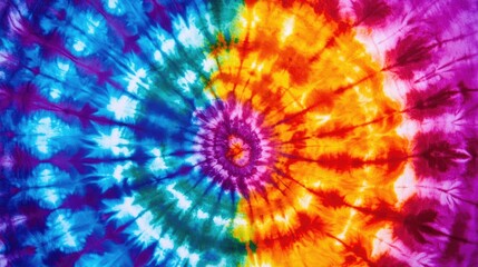 A vivid and eye-catching tie-dye background with a swirl of rainbow colors, perfect for creating a lively, colorful atmosphere.