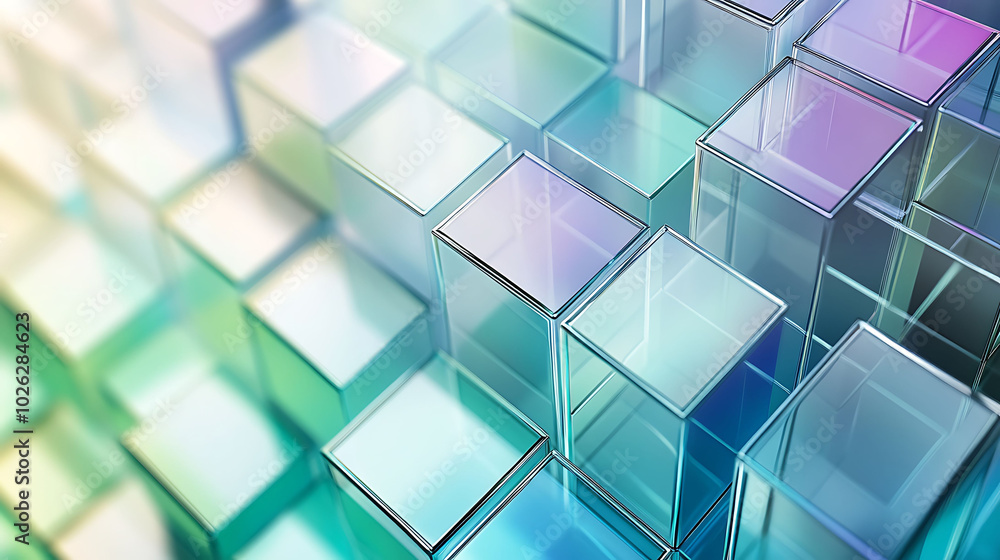 Poster abstract background of colorful glass cubes with a gradient color effect.