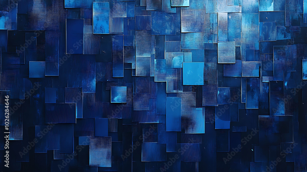 Aufkleber abstract blue background with many squares, some with a light blue hue, create a texture effect.