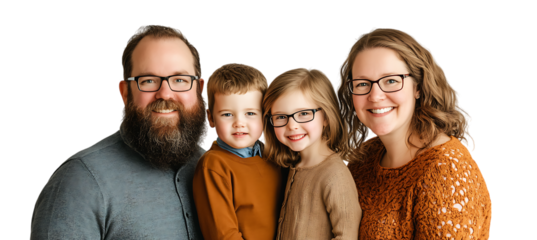 A Happy Family Representation in PNG Cutout Format, Isolated on a Transparent Background, Perfect for Enhancing Visual Stories and Marketing Materials.