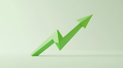 Green upward arrow pointing diagonally in a minimalist style on a light green background.