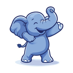 Cute elephant walking happy isolated cartoon animal illustration Flat Style Sticker Icon Design