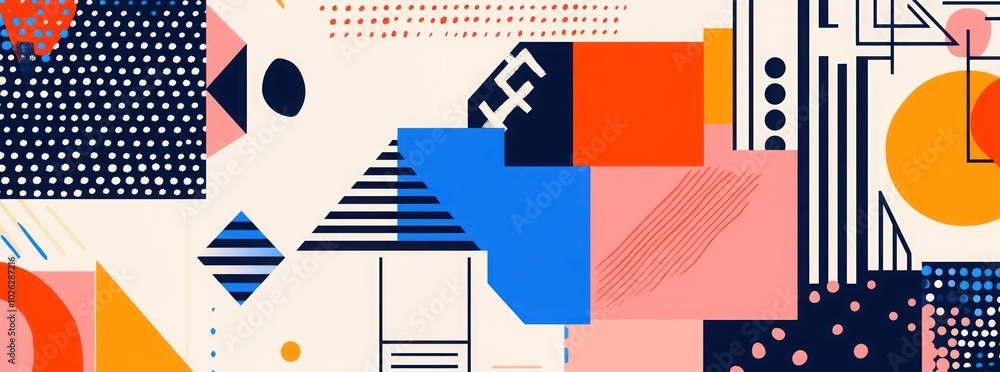 Aufkleber abstract geometric pattern with bright colors and different shapes.