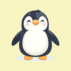 Cute Penguin cartoon in isolated background vector illustration