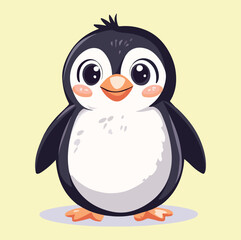 Cute Penguin cartoon in isolated background vector illustration