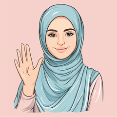 A Muslim girl in hijab illustration
