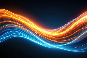 Fototapeta premium Colorful light wave with orange and blue streaks seen from above