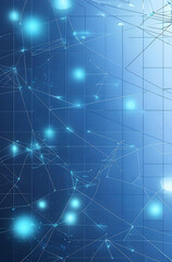 Network of interconnected points of light. Abstract technology background.