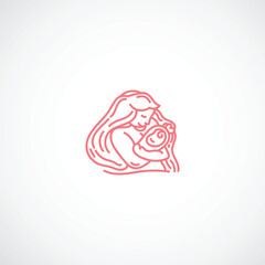Outline vector design of Mother with her baby in celebration of creative happy mother's day