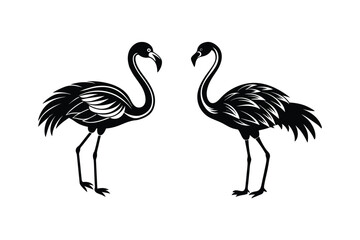 2 Set of Flamingo Vector Silhouette Illustration Art