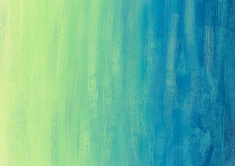 Abstract colorful background created with paints and palette knife. Yellow and green smooth water surface. Digital illustration created in a graphics program.