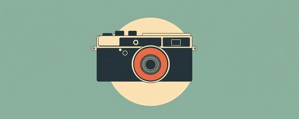 Minimalist camera logo design with a retro aesthetic in soft colors