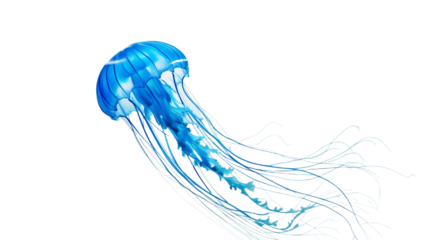 Blue jellyfish isolated on white background