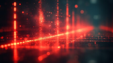 Bright red and green laser beams are emitted from the LiDAR sensor, forming complex patterns of dynamic reflection. The design showcases the precise technology behind the sensor