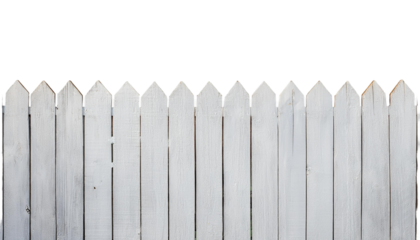 White wooden fence isolated on transparent background