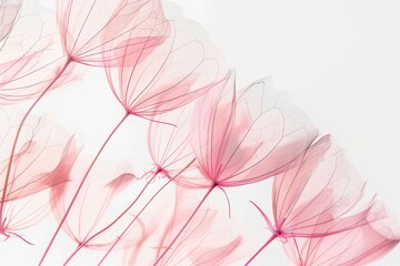 pink x-ray flowers with delicate petals and copy space for text
