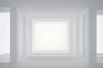 Minimalist interior with bright white walls and open space