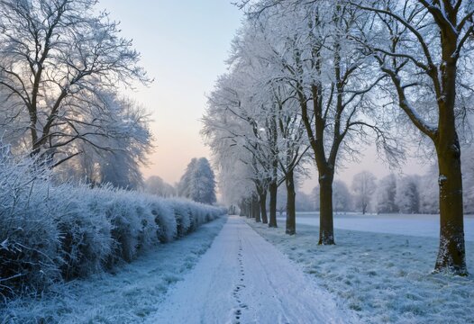 Snow covered tree, christmas winter