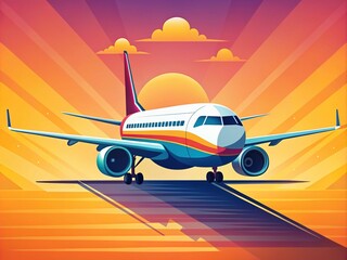 Fototapeta premium Flat Style Airplane Vector Illustration for Modern Product Photography
