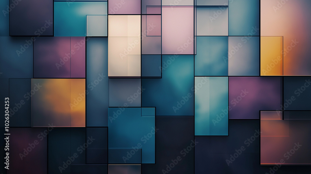 Poster abstract geometric in multi-colored shades with geometric shapes and patterns. minimalistic and attr
