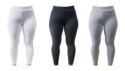 2 Set of white and light grey gray, front back view sweatpants jogger sports trousers bottom pants on transparent background