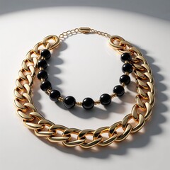Obraz premium 22k gold chain with onyx beads dramatic and stylish