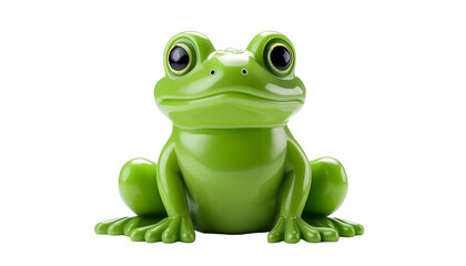 Obraz premium A bright green toy frog sitting on transparent background
